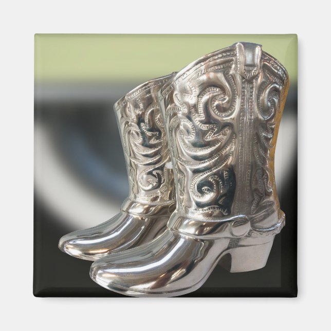 Íman Botas de cowboy prateadas (Frente)