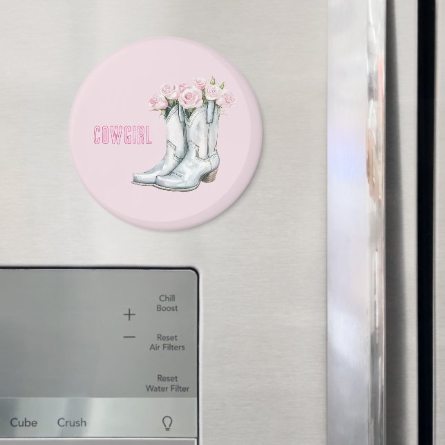 Íman Botas Vaqueira Prata Rosas Rosa Bonito (In Situ (Fridge))