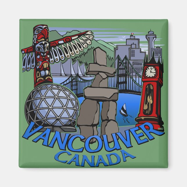 Íman Botões e presentes do ímã de Souvenir do Vancouver (Frente)