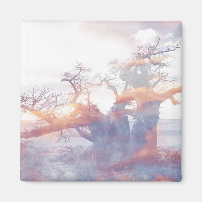 Íman Botsuana Kubu Ilha Baobab Tree Magnet (Frente)