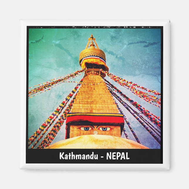 Íman Boudhanath Stupa, Buddha Eyes, Kathmandu, Nepal (Frente)