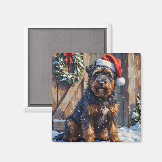 Íman Bouvier des Flandres Snowy Farm Christmas (Front/Back)