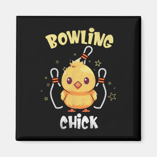 Íman Bowling Chick Funny Chicken Athlete Bowler Men Wom
