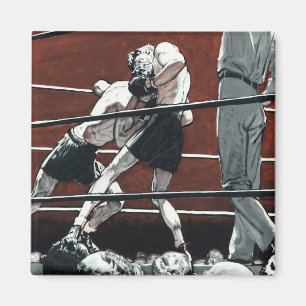 Íman Boxe Esportiva Vintage, Lutadores de Boxe Lutam no