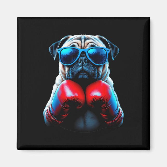 Íman Boxe Pug Cão Kickboxing Legal  (Frente)