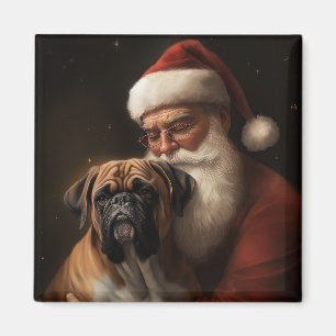 Íman Boxeador Com Papai Noel Natal Festivo