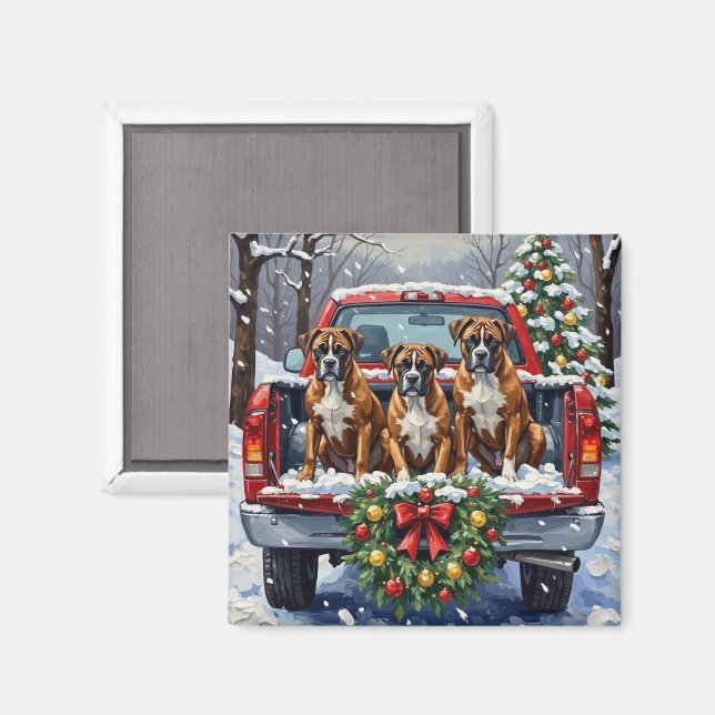 Íman Boxer Christmas Red Truck Holiday (Front/Back)