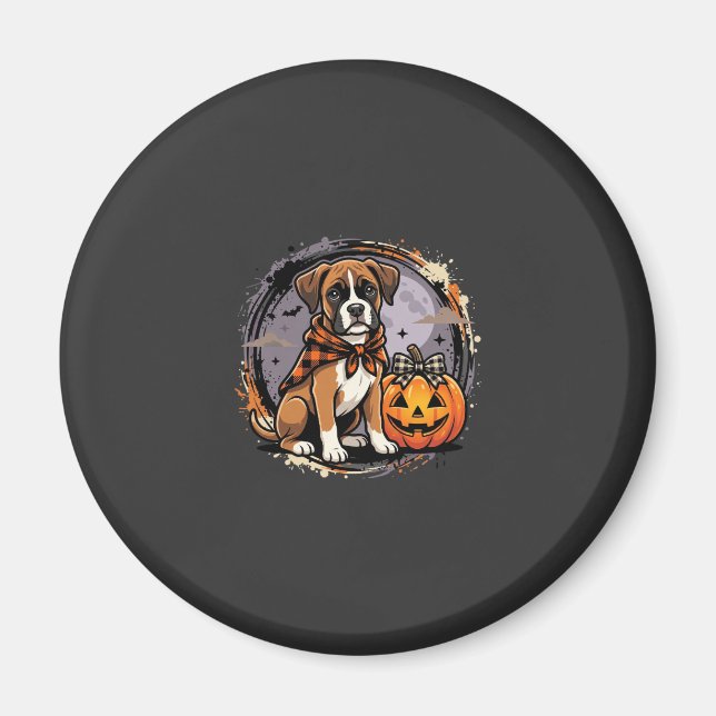 Íman Boxer Dog Halloween Abóbora Sublimação (Frente)