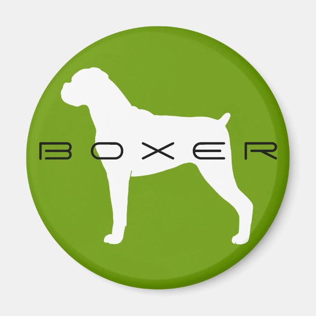 Íman Boxer Dog Silhouette com Ouvidos Naturais (Frente)
