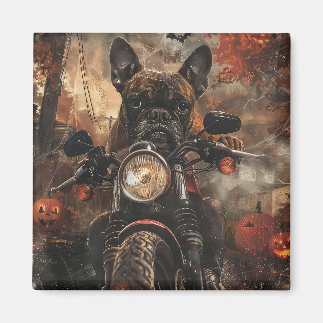 Íman Boxer Riding Motorcycle Halloween Scary (Frente)