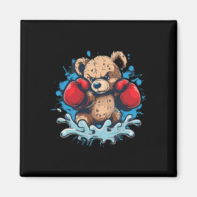 Íman Boxing Bear Lover Boxing Gloves Kickboxing Funny B (Frente)