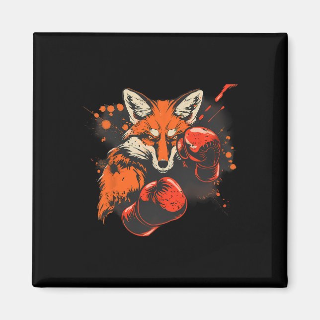 Íman Boxing Fox With Boxing Gloves Kickboxing Funny Box (Frente)
