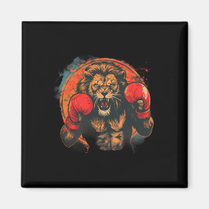 Íman Boxing Lion Retrait Motif Wildlife Kickboxing Lov