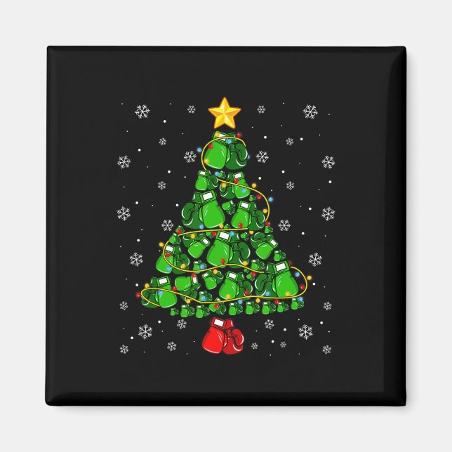 Íman Boxing Natal Sports Lover Xmas Tree Lights Paj (Frente)