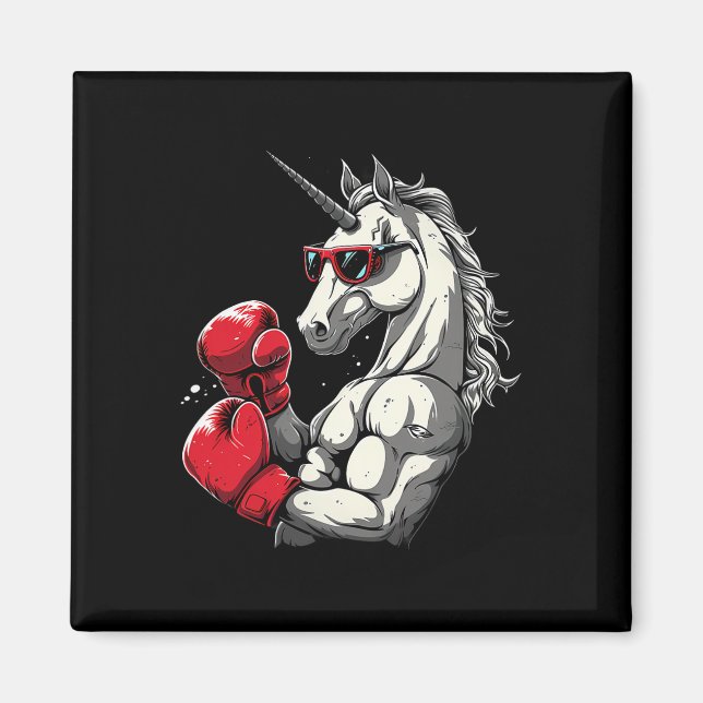 Íman Boxing Unicorn with Boxing Glove Kickboxing Cute (Frente)