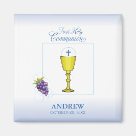 Íman Boy First Communion, Chalice com Host e Uvas