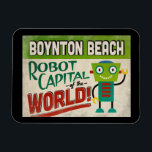 Íman Boynton Beach Florida Robot - Funny Vintage<br><div class="desc">Um encantador imã de viagens vintage Boynton Beach,  Flórida,  com um robô engraçado e amigável,  junto com um texto divertido no estilo retrô que diz,  "Vemo-nos em Boynton Beach"</div>