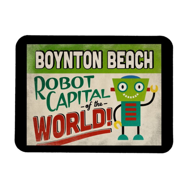 Íman Boynton Beach Florida Robot - Funny Vintage (Horizontal)