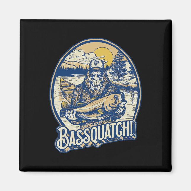 Íman Bquatch! B Pescador Sasquatch Funny Bigfoot Fishi (Frente)