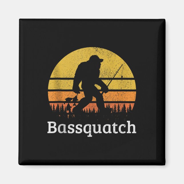 Íman Bquatch Engraçado B Pesca Sasquatch Pé Grande Vint (Frente)