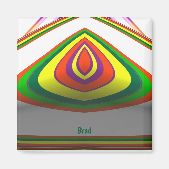 Íman BRAD ~ OLHOS QUADRADOS 3D Design Fractal Verde Ama (Frente)