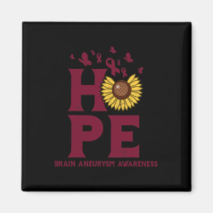 Íman Brain Aneurysm Burgundy Hope Vintage Sunflower Awa
