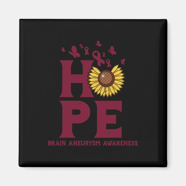 Íman Brain Aneurysm Burgundy Hope Vintage Sunflower Awa (Frente)