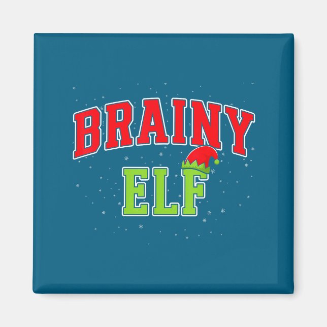 Íman Brainy Elf Christmas Family Matching Group Xmas  (Frente)