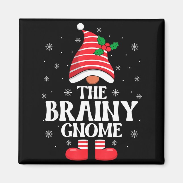 Íman Brainy Gnome Christmas Family Matching Group Funny (Frente)