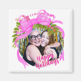 Íman Branca de Natal da Fita Rosa Brilhante