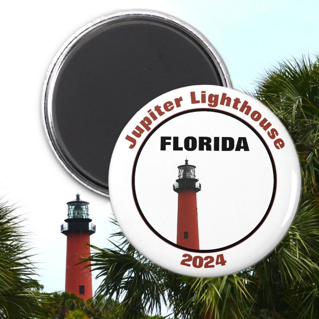 Íman Branca Fotográfica do Farol Jupiter Florida (All text customizable )