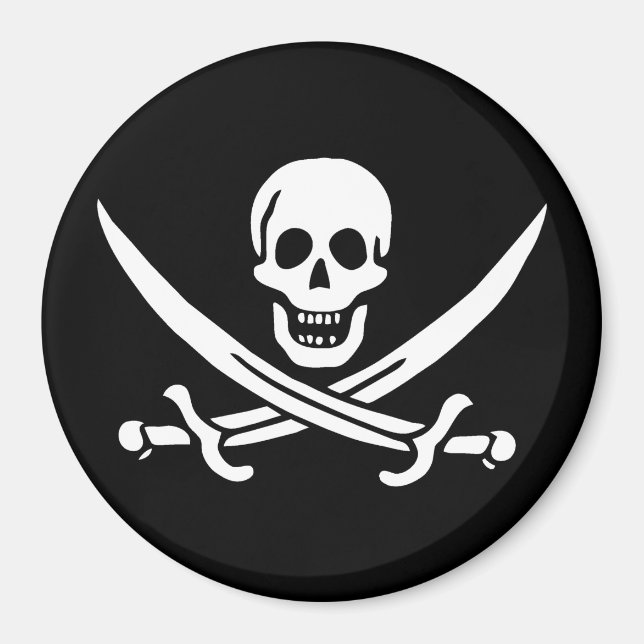 Íman Branco, Bandeira Pirata, Calico Jack, Caveira e Cu (Frente)
