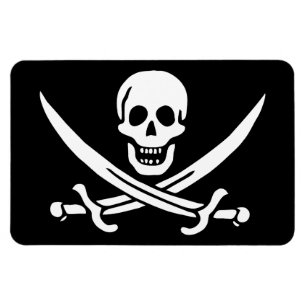 Íman Branco, Bandeira Pirata Calico Jack, Caveira e Cut