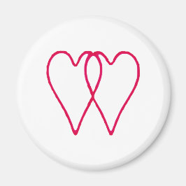 Íman Branco de 2 corações junto os presentes de Zazzle