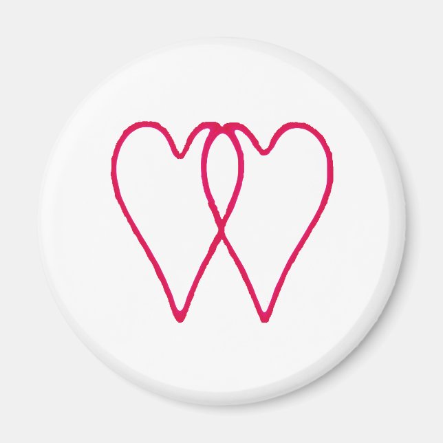 Íman Branco de 2 corações junto os presentes de Zazzle  (Frente)