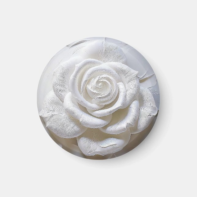 Íman Branco sobre Branco - Rosa Esculpida (Frente)