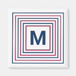 Íman Branco vermelho contemporâneo e azul 4º de julho -