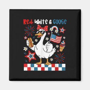 Íman Branco Vermelho E Ganso Engraçado 4 De Julho Patri