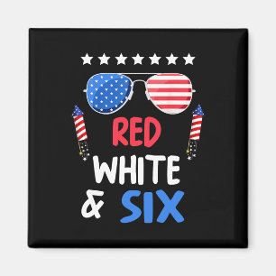 Íman Branco Vermelho E Seis 6 Aniversário 4 De Julho In