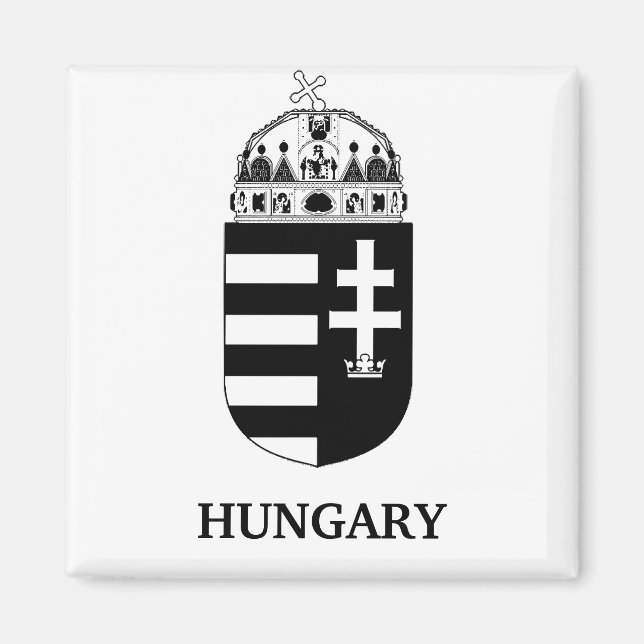 Íman Brasão de Armas Húngaro Arte Monocromática Contemp (Frente)