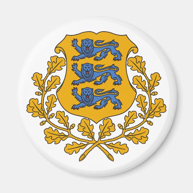 Íman brasão de armas símbolo emblema bandeira da Estôni (Frente)