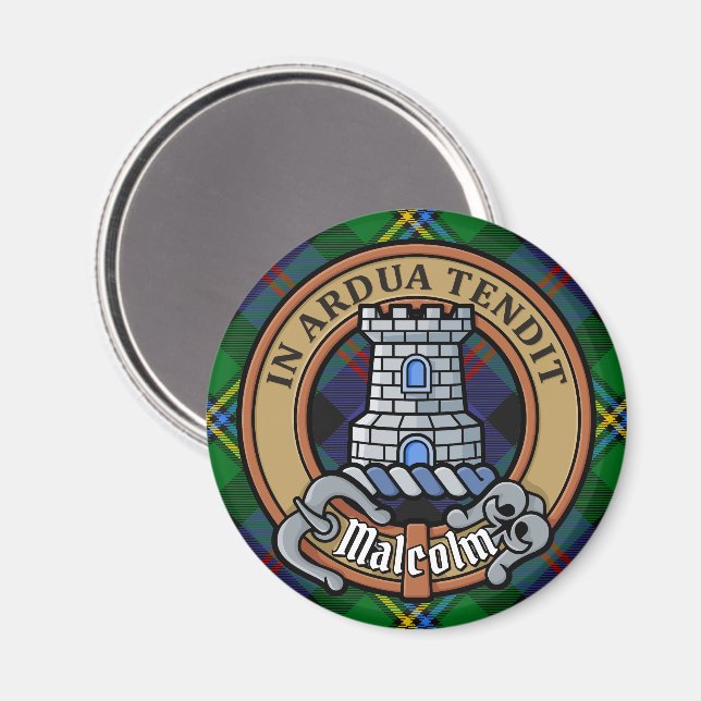 Íman Brasão do Clã Malcolm sobre Tartan (Front/Back)