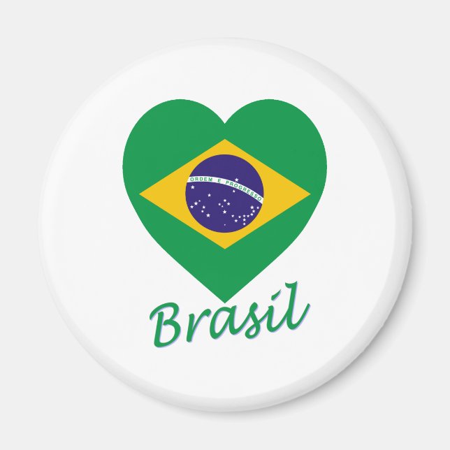 Íman Brasil Flag Heart (Frente)
