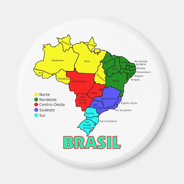 Íman Brasil. Regiões em cor (Frente)