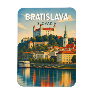 Íman Bratislava Eslováquia Ilustração Arte Viagem Retro