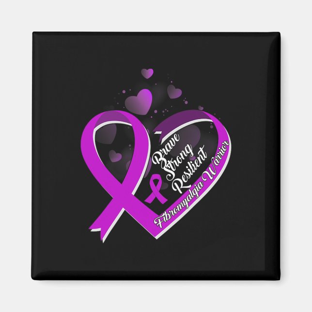 Íman Brave Strong Resilient Fibromialgia Guerreira Awar (Frente)