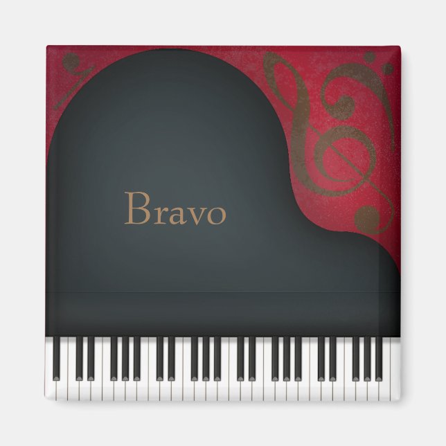 Íman "Bravo" - Grande Piano Negro Apresentando Artes Pe (Frente)