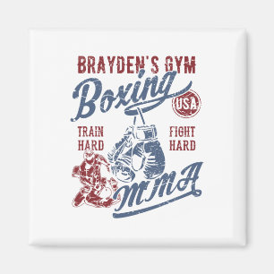 Íman Brayden's Gym Boxing Mma Retro Design para o nome