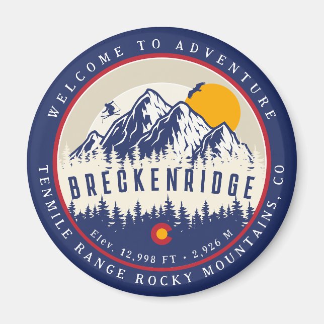 Íman Breckenridge Colorado Flag Mountain Souvenir (Frente)
