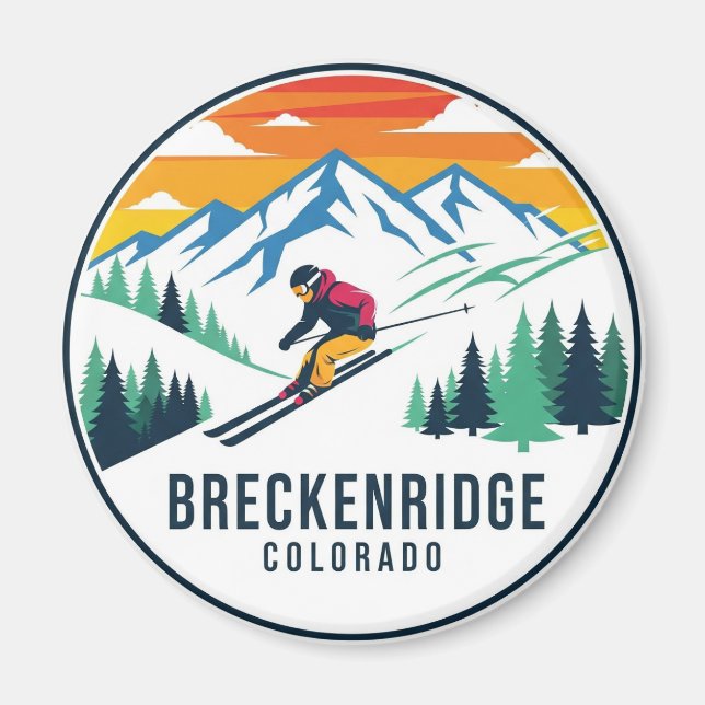Íman Breckenridge Colorado Skiing Skier Viagem (Frente)